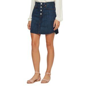 Gap Denim Mini Skirt Size 29  Button-Fly Raw Hem Medium Wash 100% Cotton New